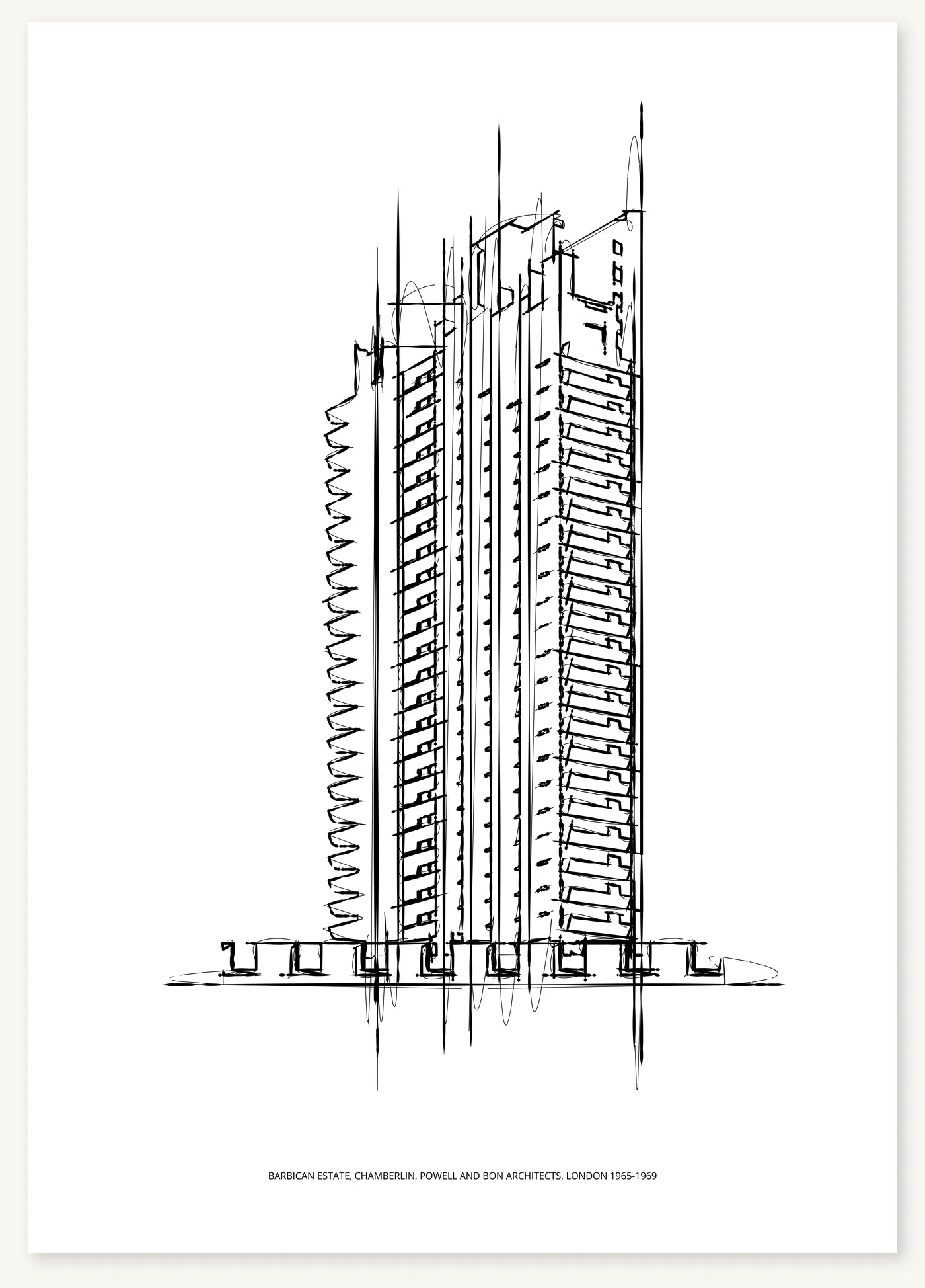FK-164 Barbican Estate Freezketch architectural sketch preview