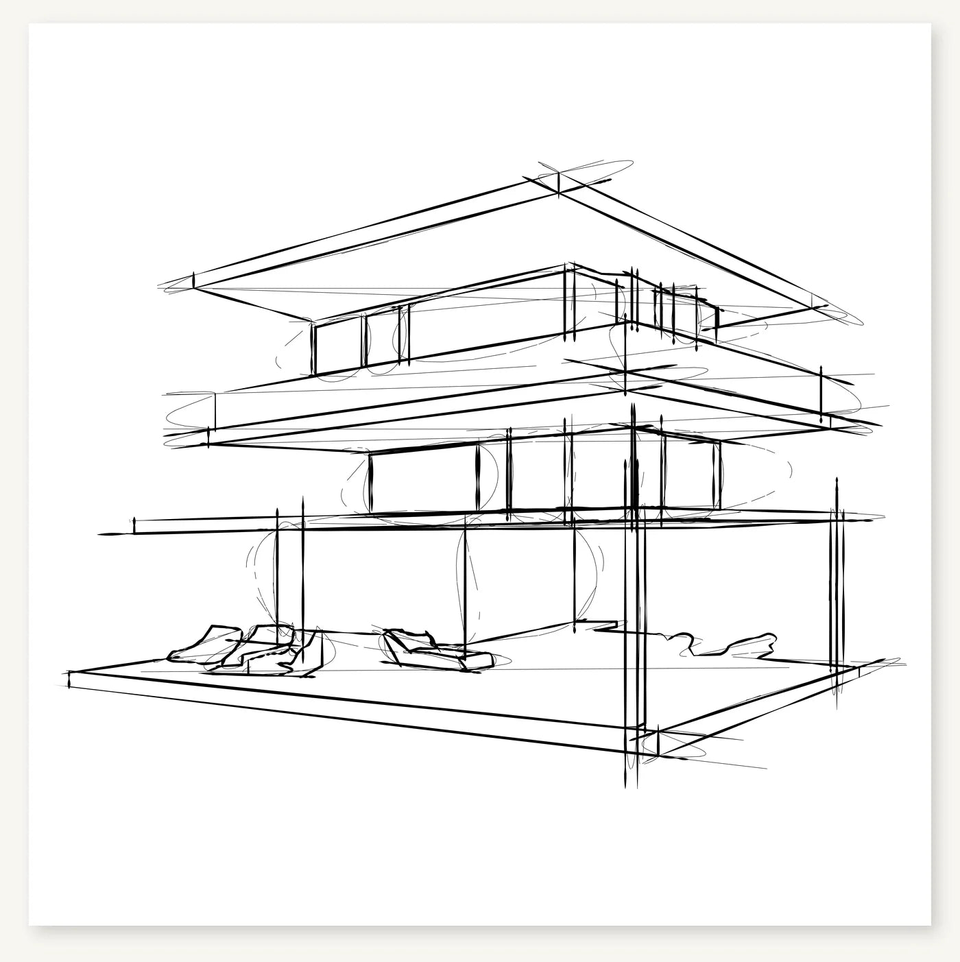 FK-119 Case Study House 37 Freezketch architectural sketch preview