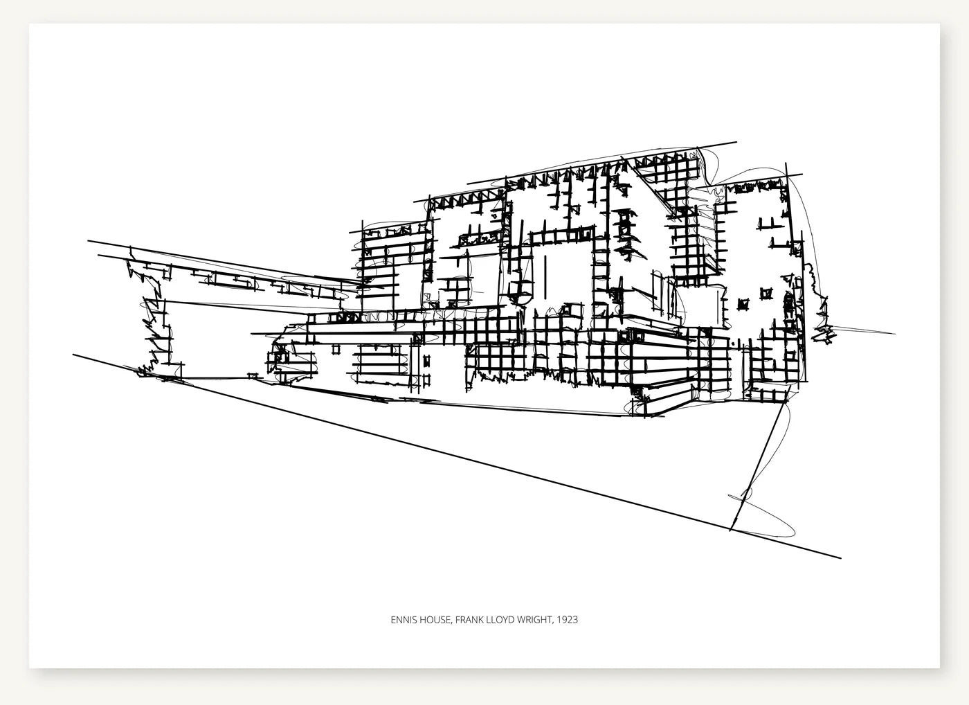 FK-136 Ennis House Freezketch architectural sketch preview