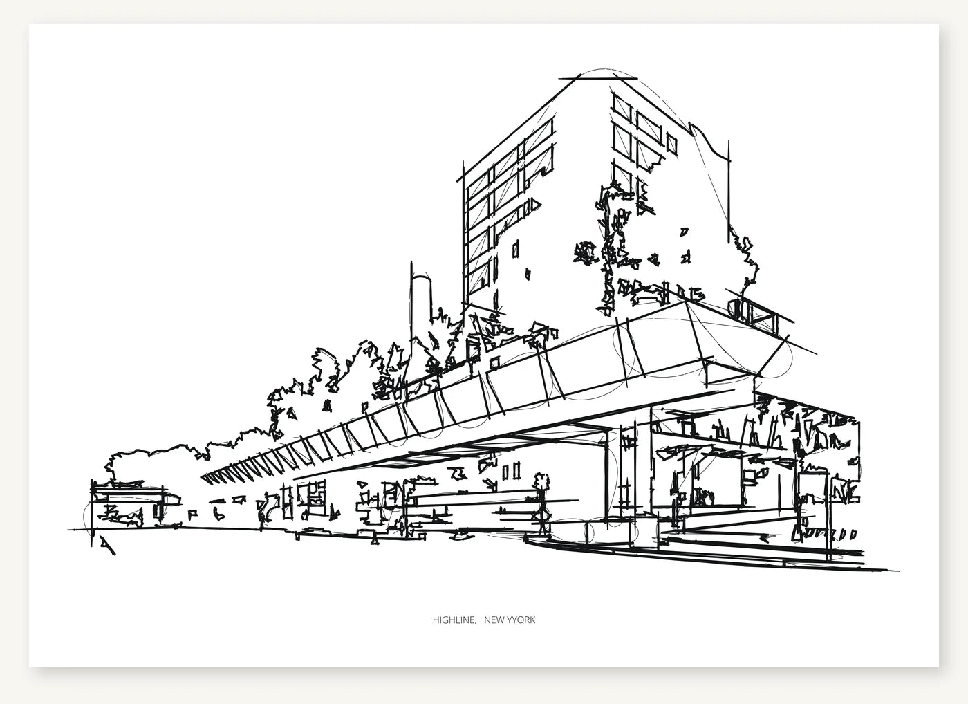FK-144 Highline New York Freezketch architectural sketch preview