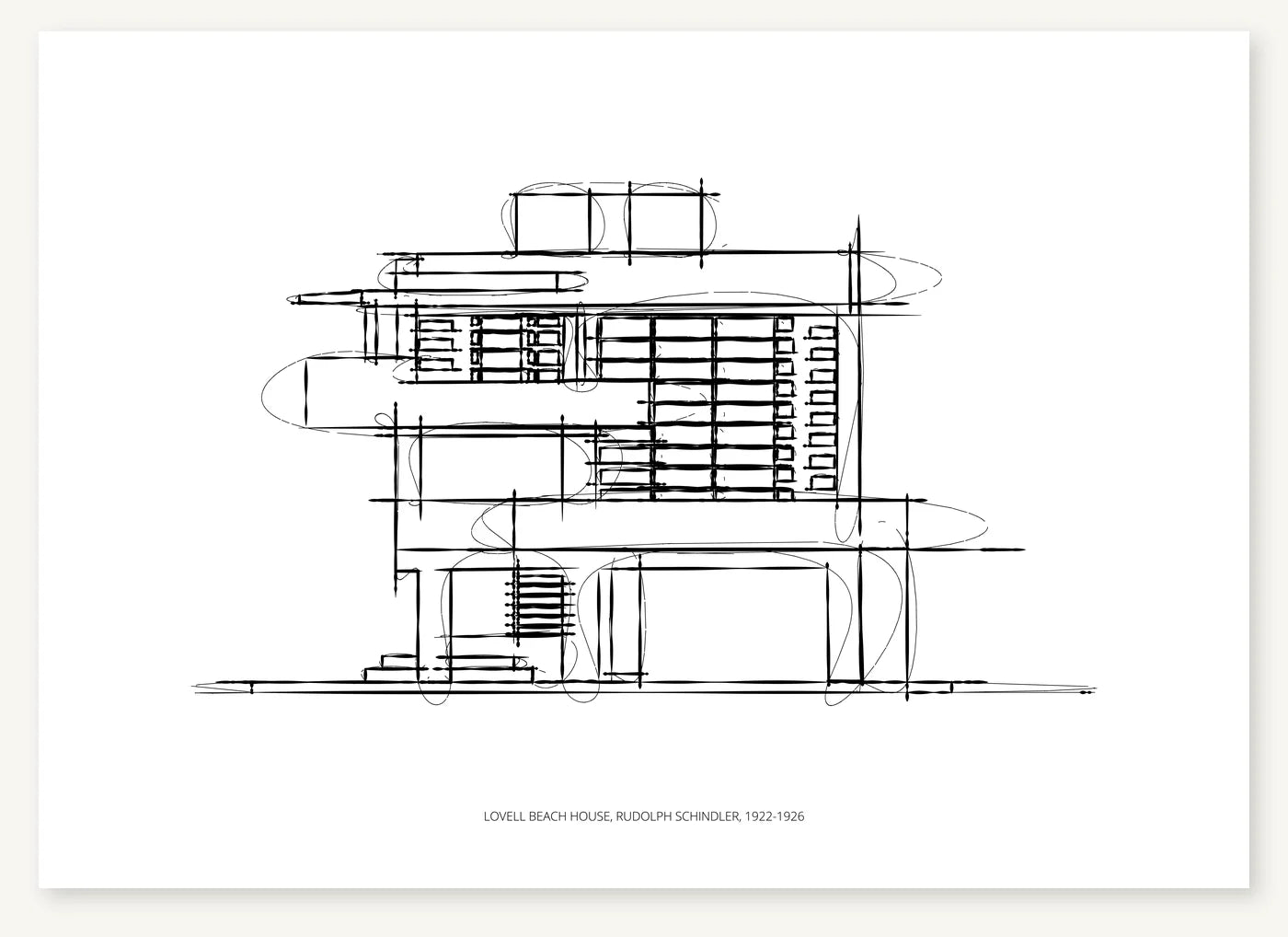 FK-066 Lovell Beach House Freezketch architectural sketch preview