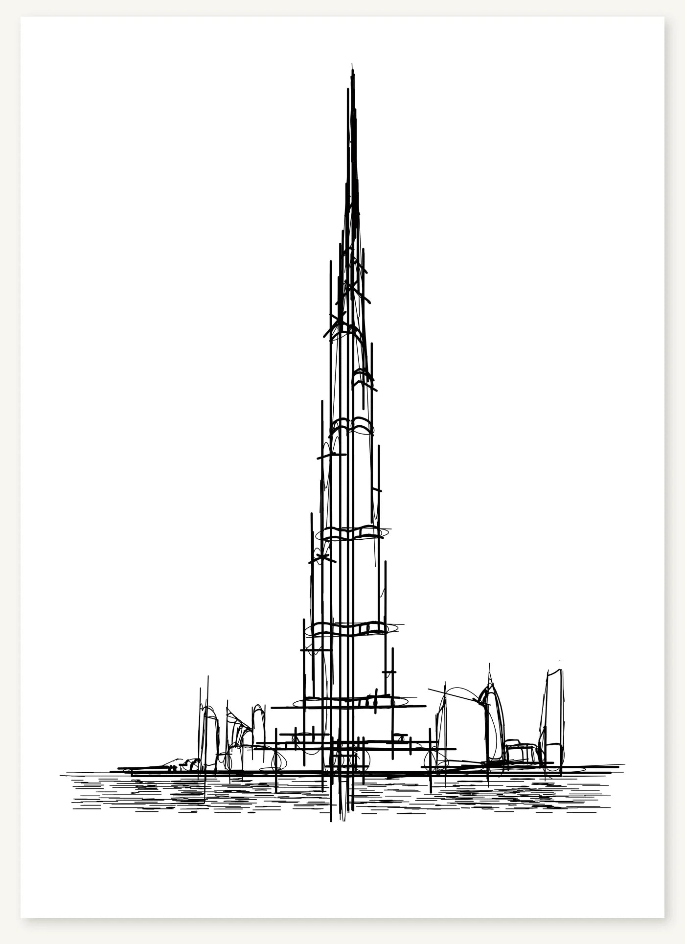 FK-142 The Burj Khalifa Freezketch architectural sketch preview