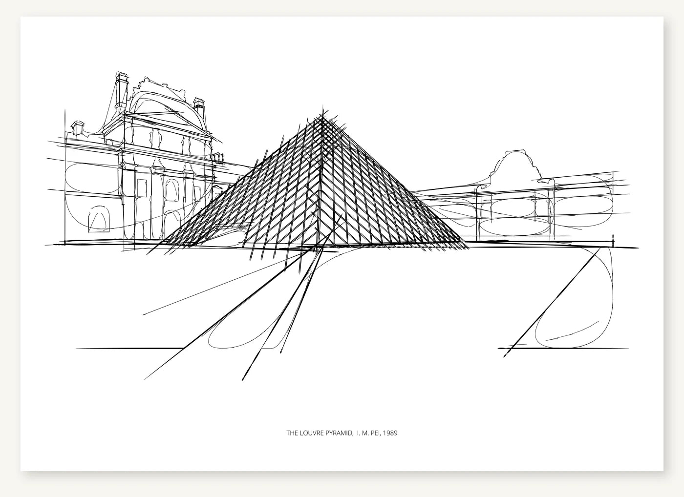 FK-090 The Louvre Museum Freezketch architectural sketch preview