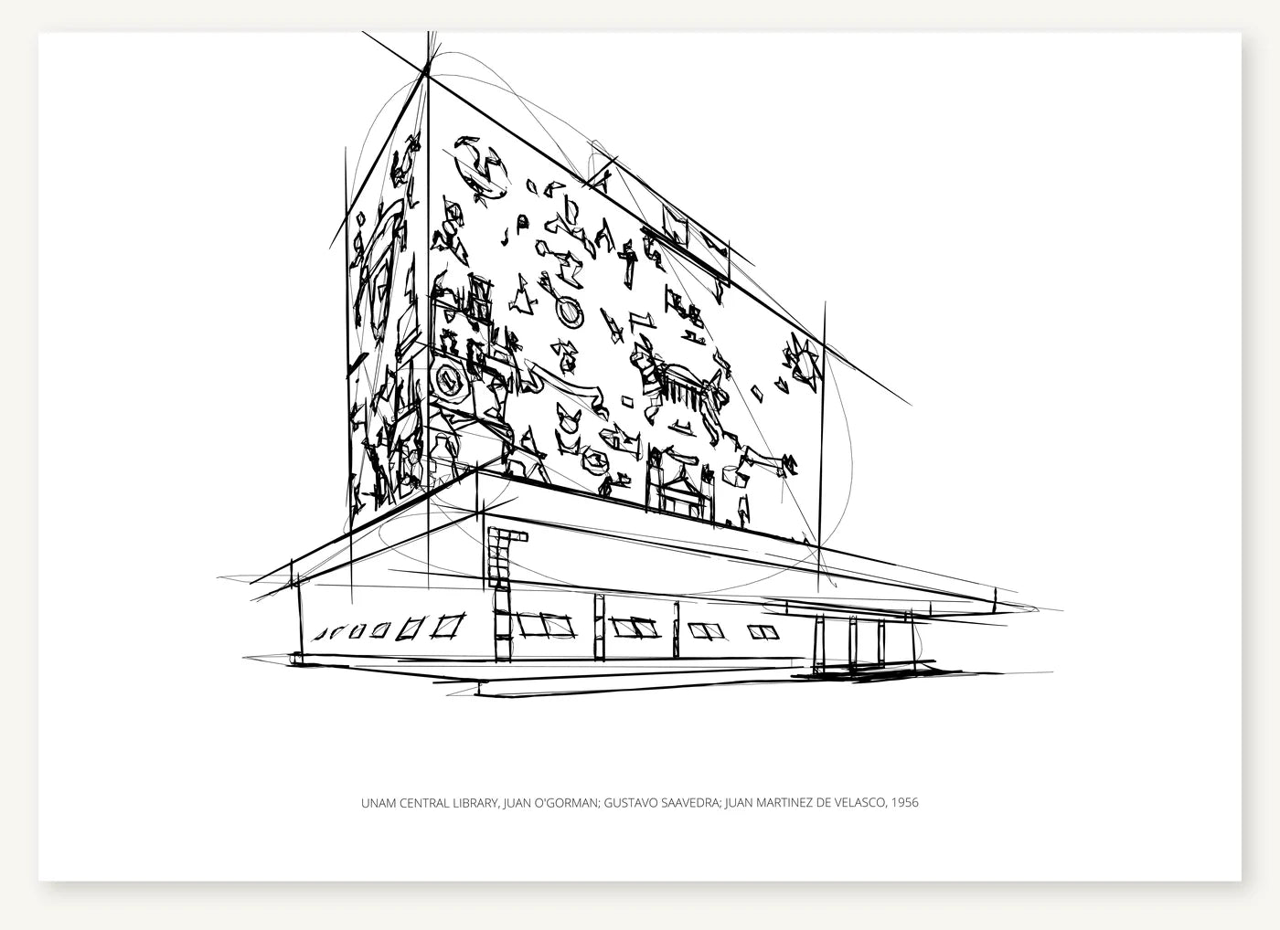 FK-199 UNAM Central Library architectural sketch preview