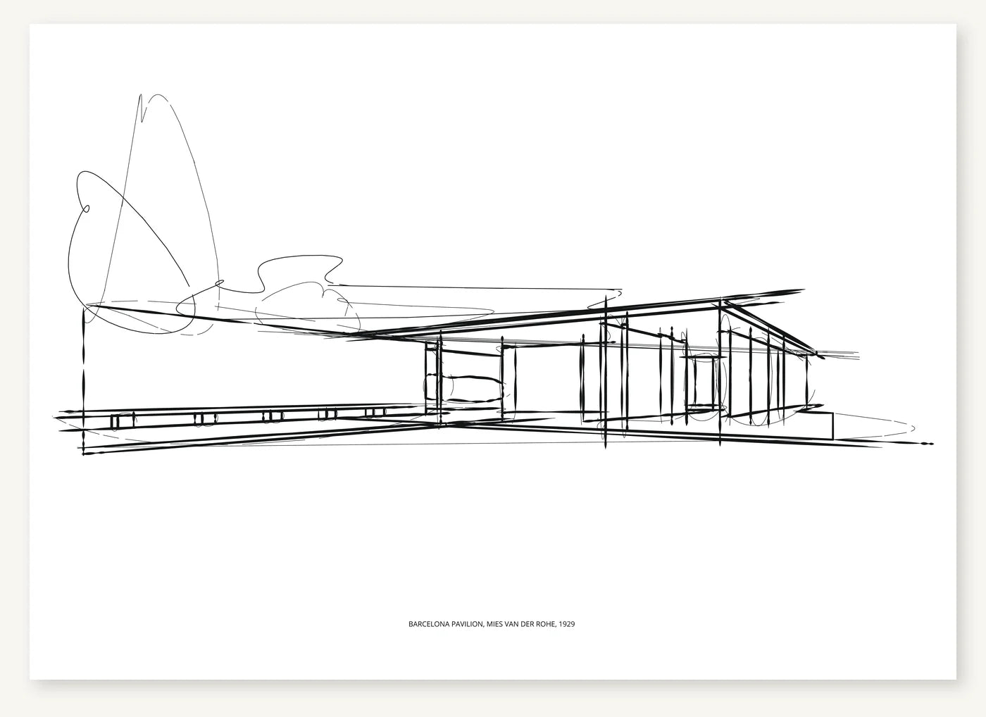 FK-113 Barcelona Pavilion Freezketch architectural sketch preview