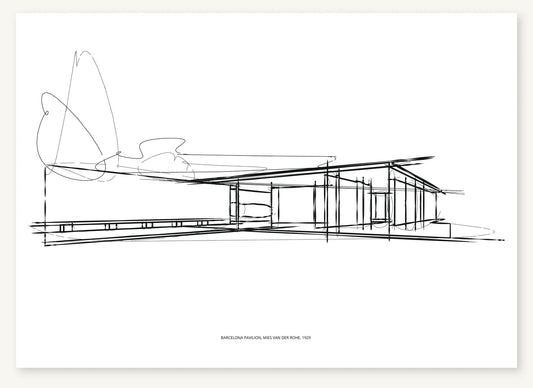 FK-113 Barcelona Pavilion Freezketch architectural sketch preview