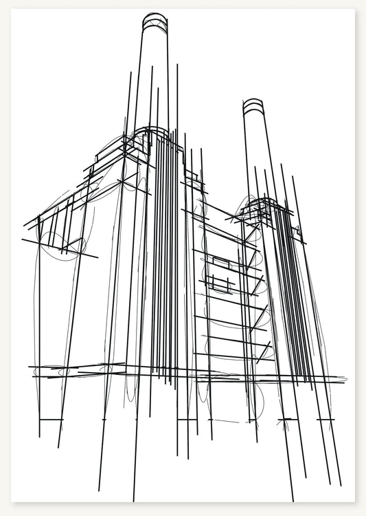 FK-163 Battersea Power Station Freezketch architectural sketch preview