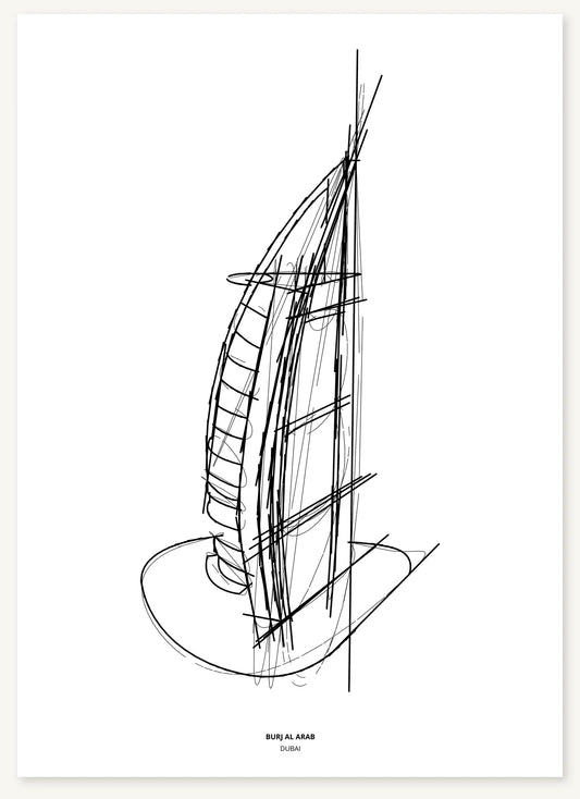 FK-041 Burj Al Arab Freezketch architectural sketch preview