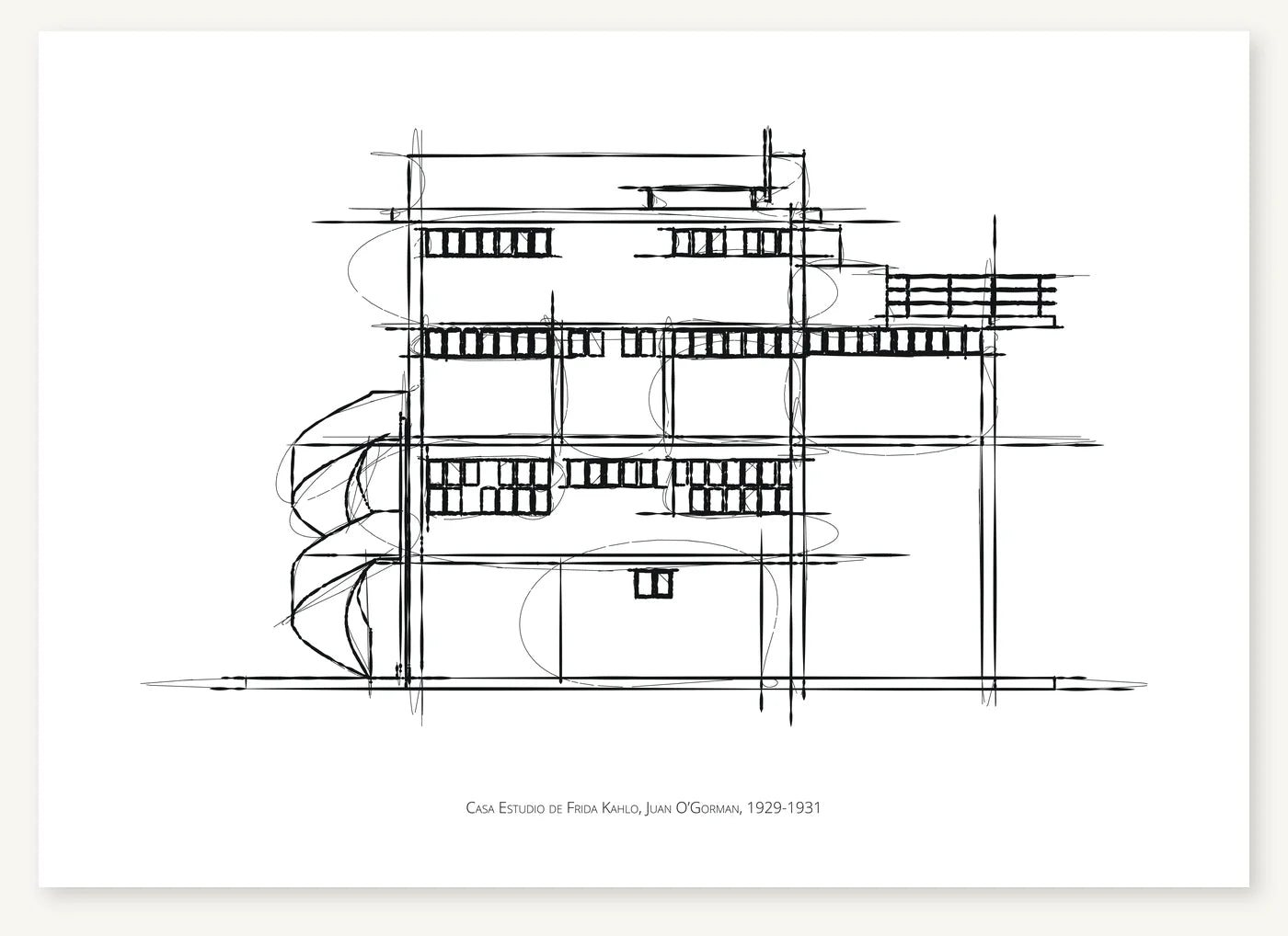 FK-107 Casa Estudio de Frida Kahlo Freezketch architectural sketch preview