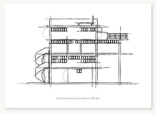FK-107 Casa Estudio de Frida Kahlo Freezketch architectural sketch preview
