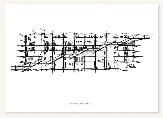 FK-034 Centre Pompidou Freezketch architectural sketch preview