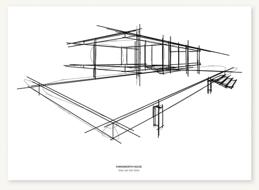 FK-044 Farnsworth House Freezketch architectural sketch preview