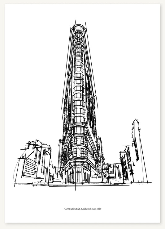 FK-014 Flatiron Building Freezketch architectural sketch preview