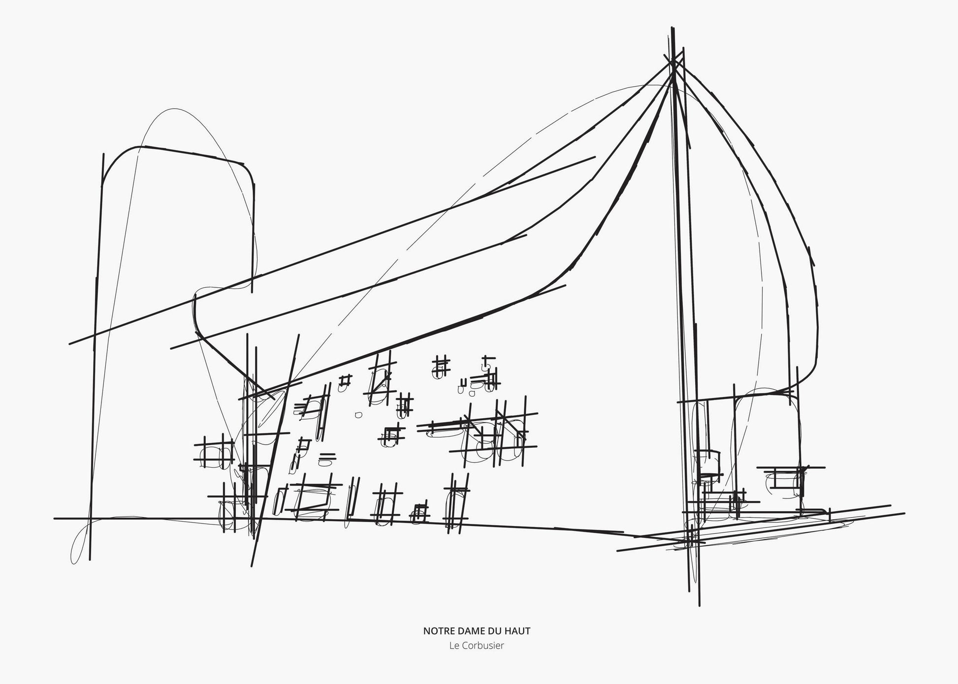 Le corbusier Notre Dame du Haut sketch wall art