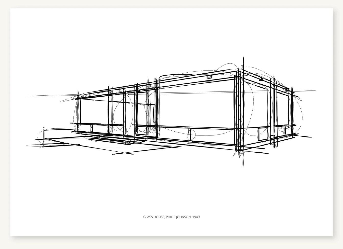 FK-058 Glass House Freezketch architectural sketch preview