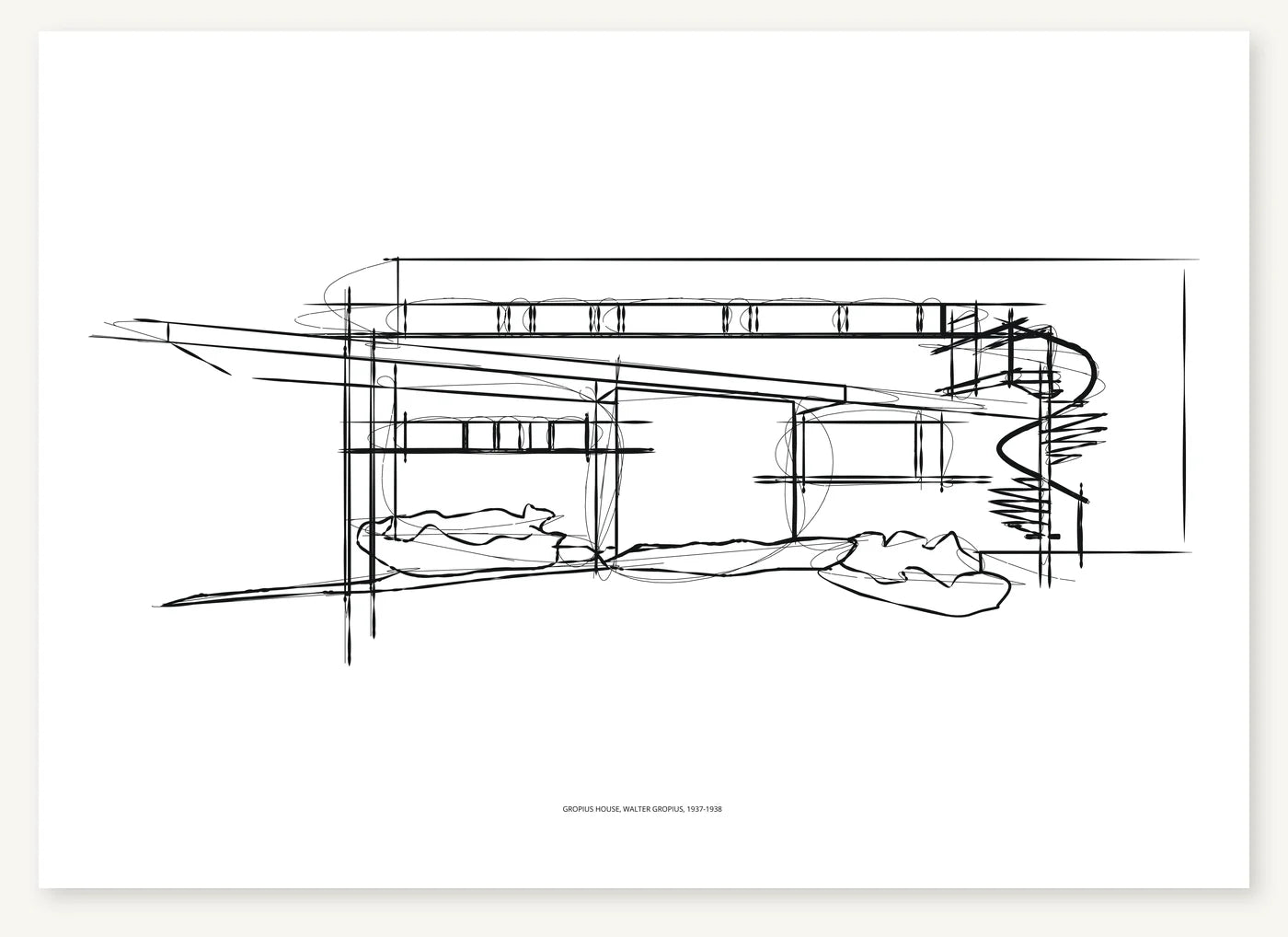 FK-046 Gropius House Freezketch architectural sketch preview