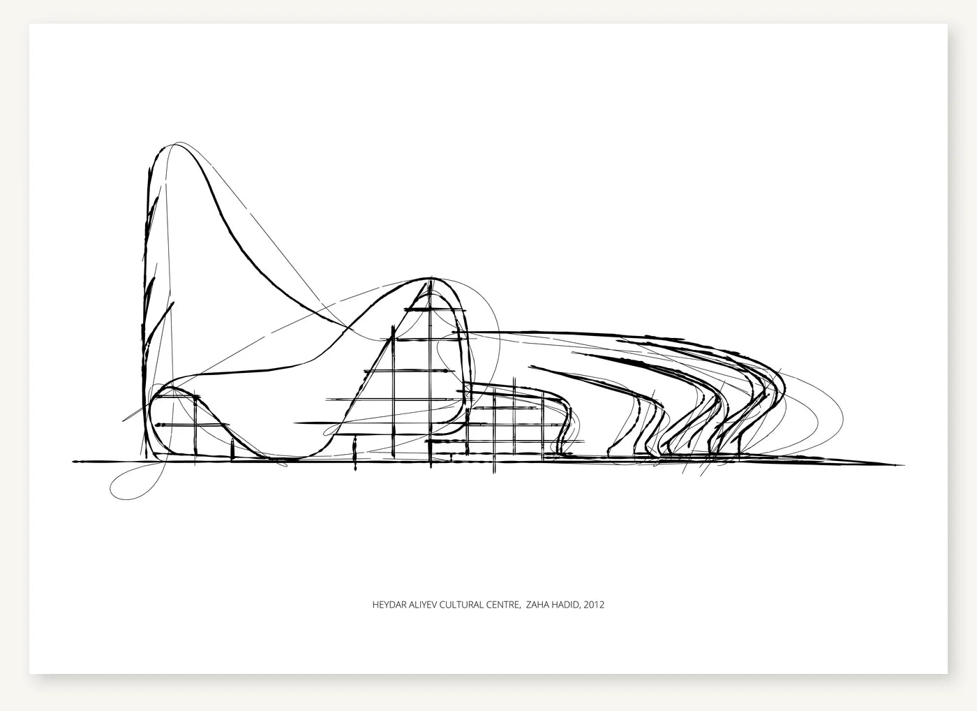 FK-077 Heydar Aliyev Cultural Centre Freezketch architectural sketch preview