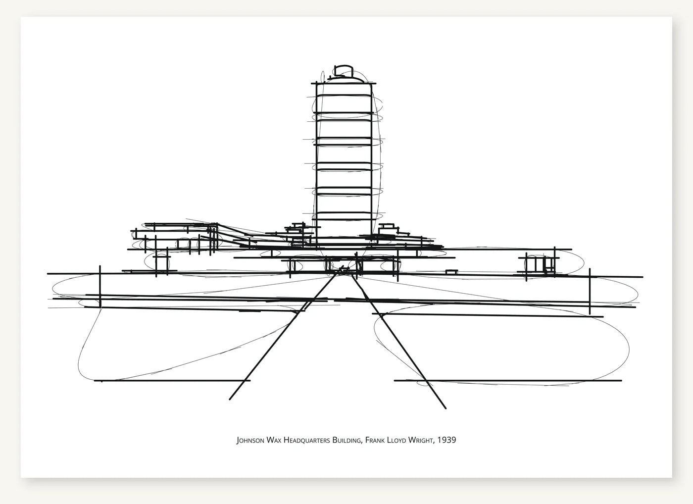 FK-086 Johnson Wax Headquarters Building Freezketch architectural sketch preview