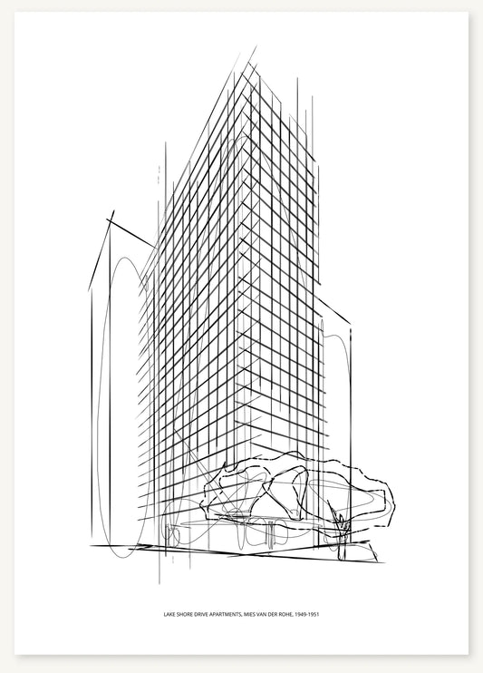 FK-039 Lake Shore Drive Apartments Freezketch architectural sketch preview