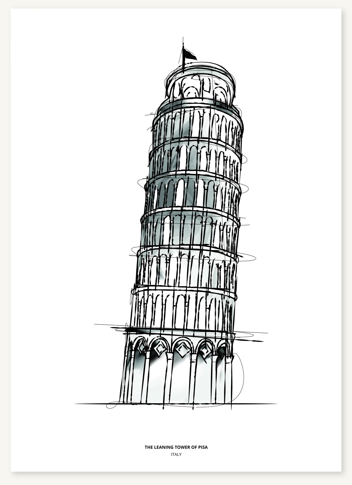 FK-154 Pisa Tower Freezketch architectural sketch preview