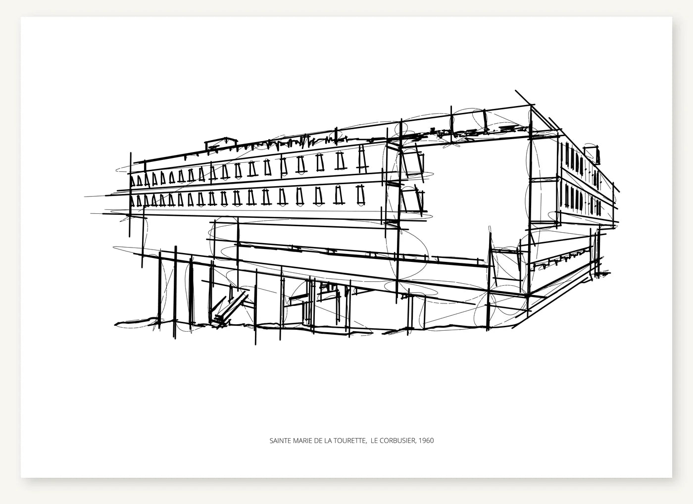FK-059 Sainte Marie de la Tourette Freezketch architectural sketch preview
