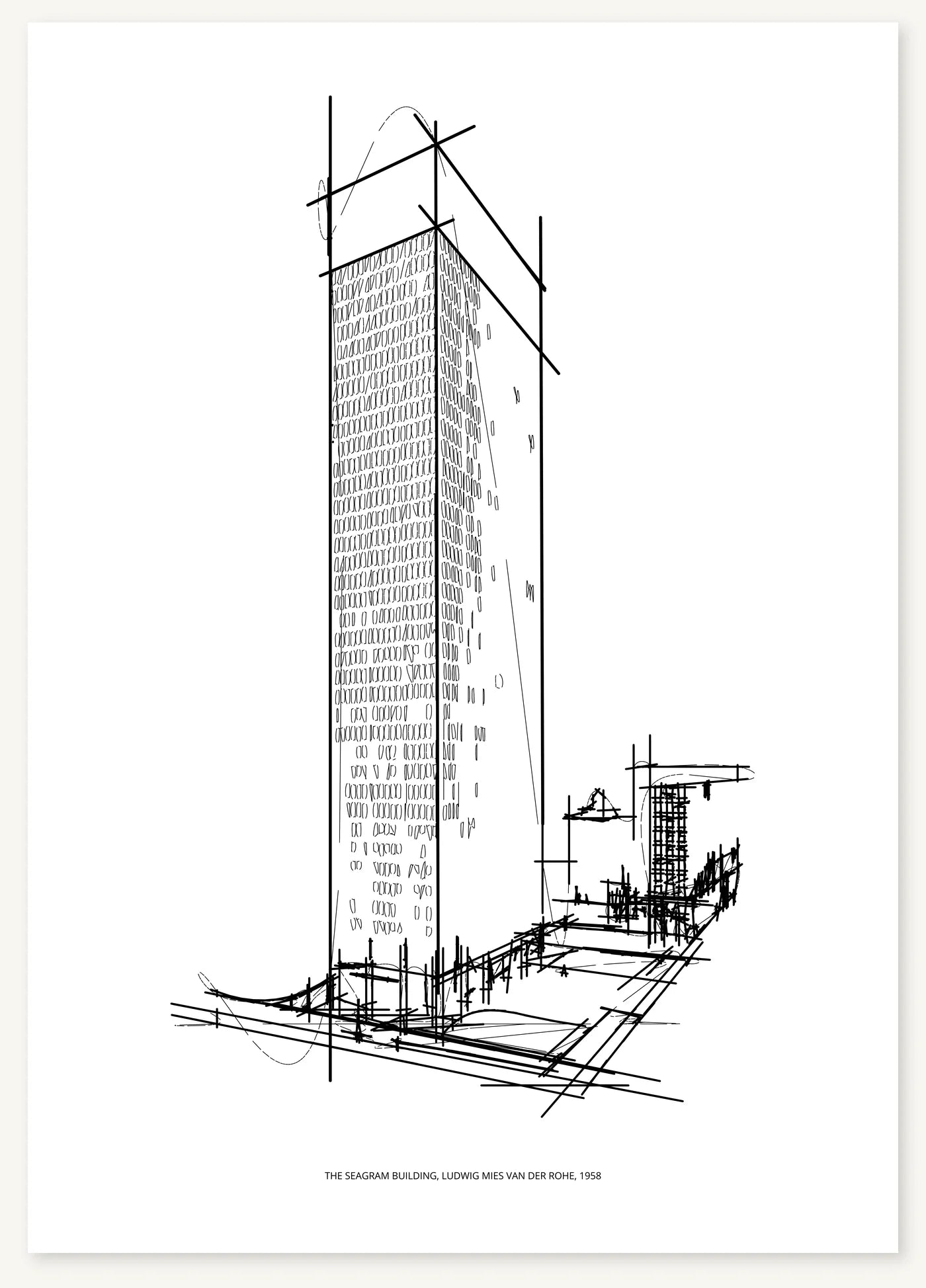 FK-073 Seagram Building Freezketch architectural sketch preview