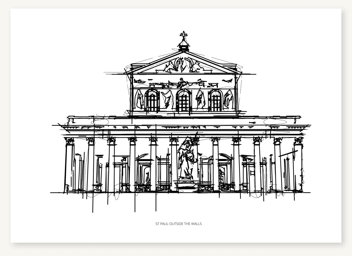 FK-028 St Paul Outside the Walls Freezketch architectural sketch preview