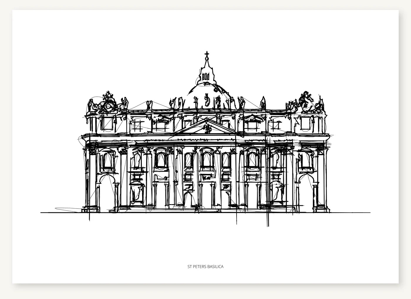 FK-016 St Peters Basilica Freezketch architectural sketch preview