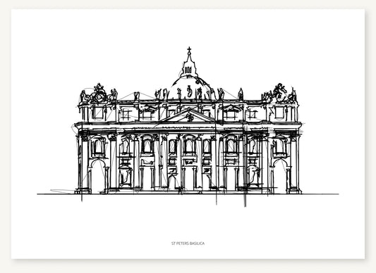 FK-016 St Peters Basilica Freezketch architectural sketch preview