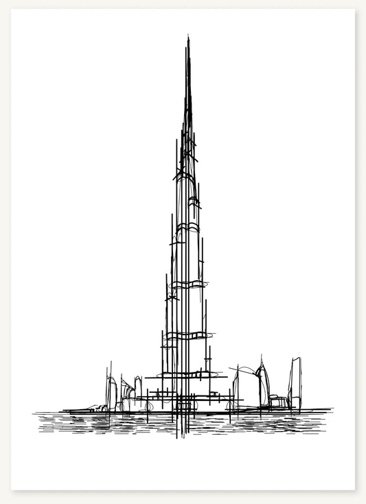 FK-142 The Burj Khalifa Freezketch architectural sketch preview