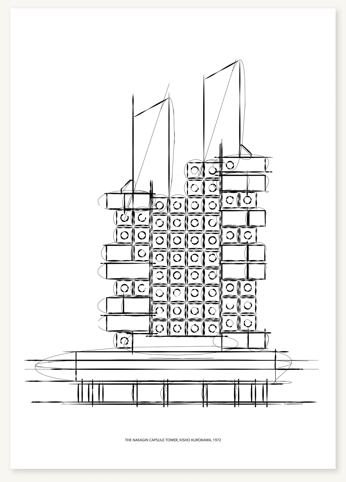 FK-160 The Nakagin Capsule Tower Freezketch architectural sketch preview