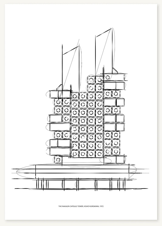 FK-160 The Nakagin Capsule Tower Freezketch architectural sketch preview