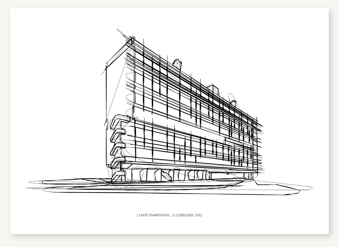 FK-010 Unite d?Habitation Freezketch architectural sketch preview