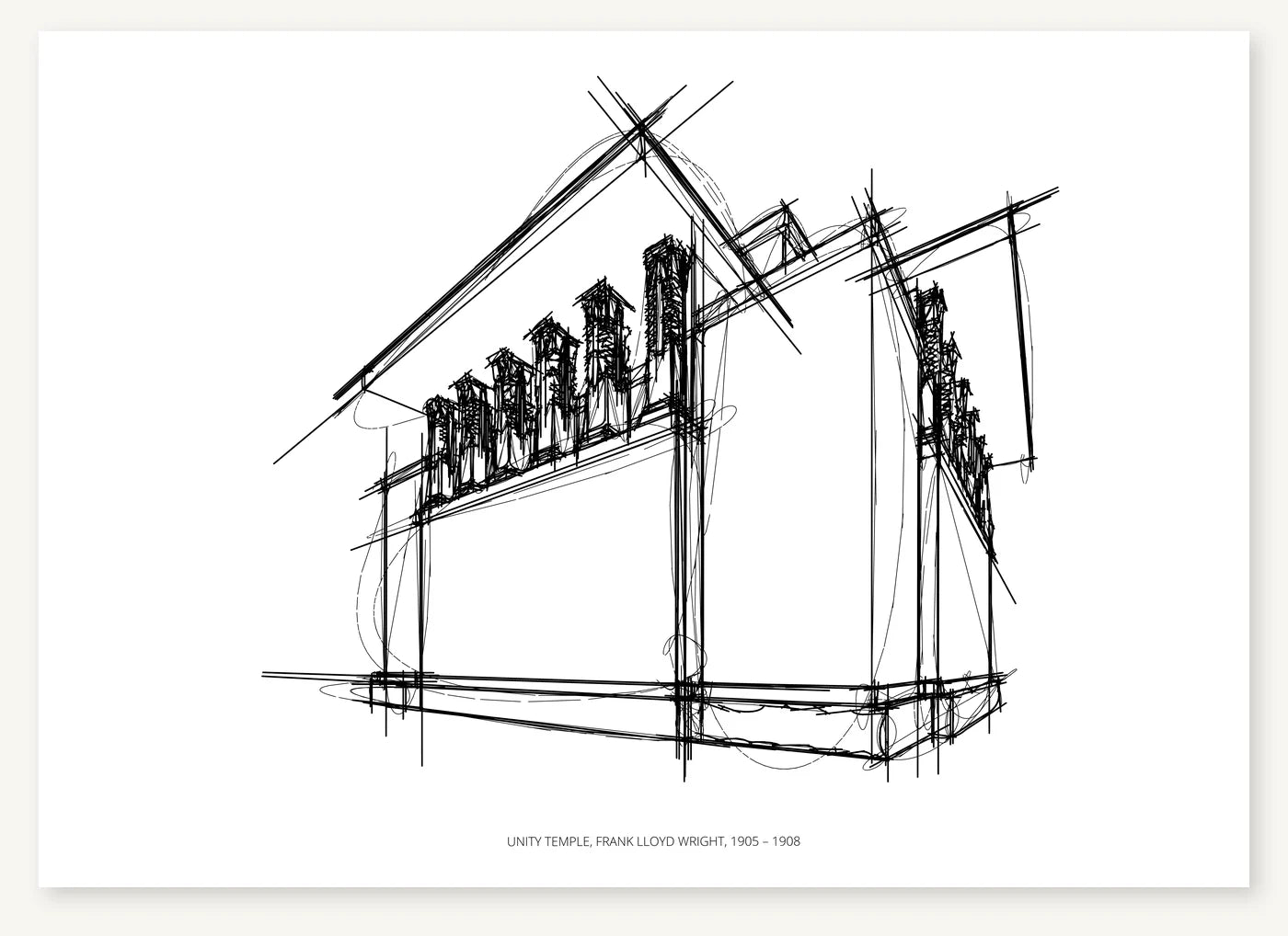 FK-162 Unity Temple Freezketch architectural sketch preview