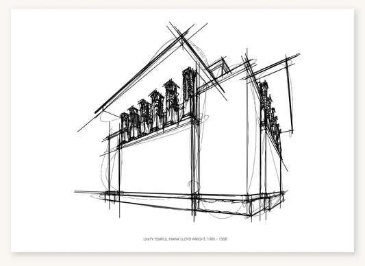 FK-162 Unity Temple Freezketch architectural sketch preview