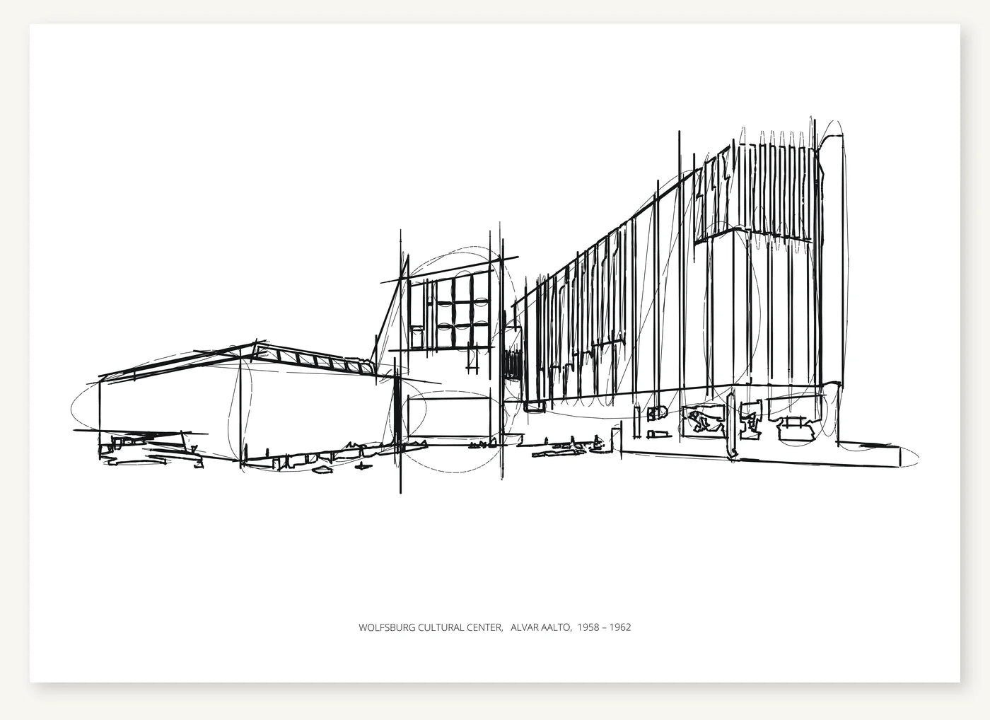 FK-055 Wolfsburg Cultural Center Freezketch architectural sketch preview