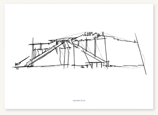 FK-023 Ziggurat of Ur Freezketch architectural sketch preview