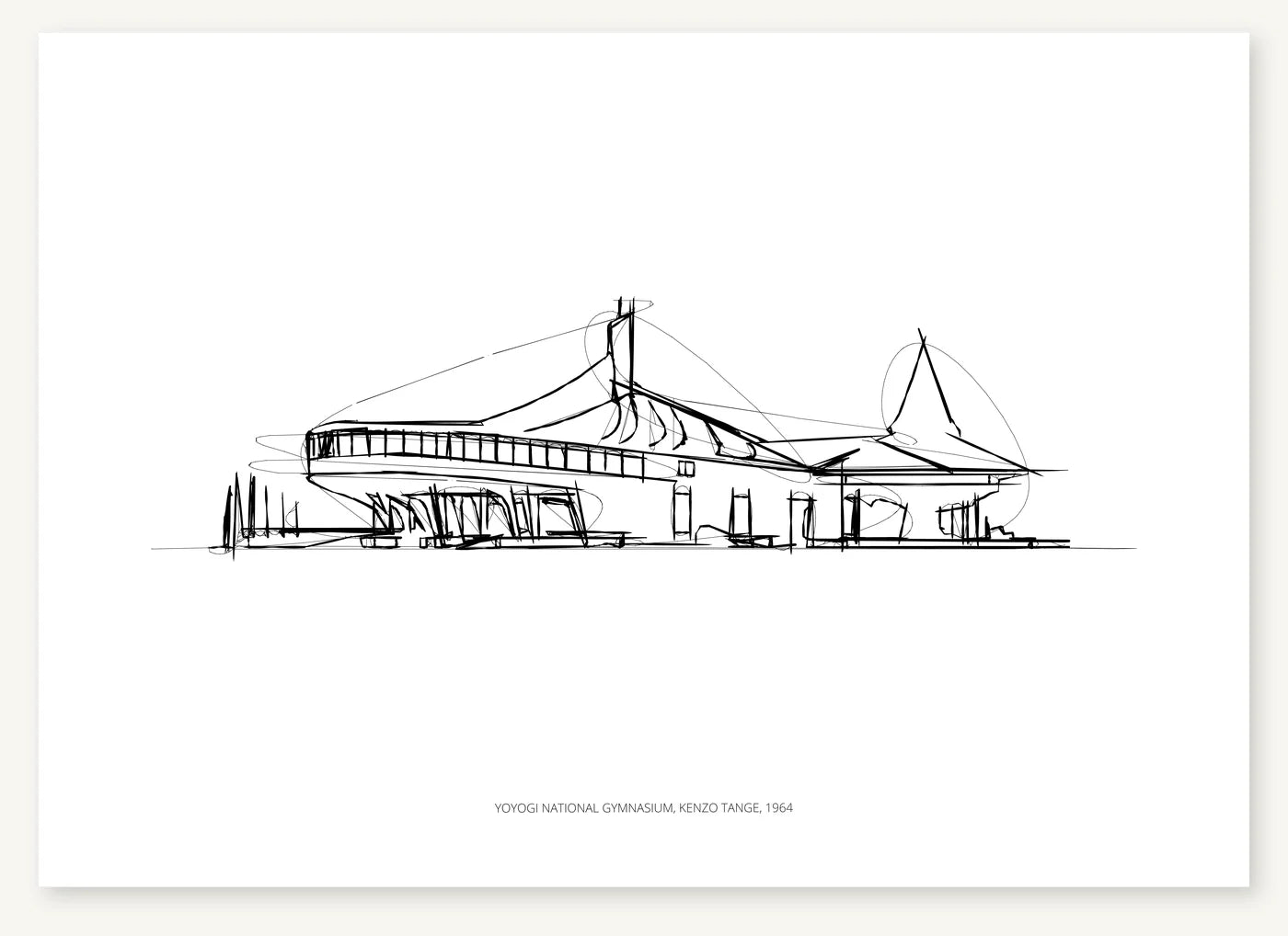 FK-195 Yoyogi National Gymnasium architectural sketch preview