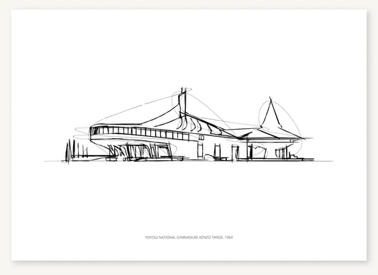 FK-195 Yoyogi National Gymnasium architectural sketch preview