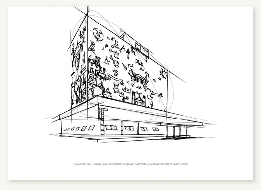 FK-199 UNAM Central Library architectural sketch preview